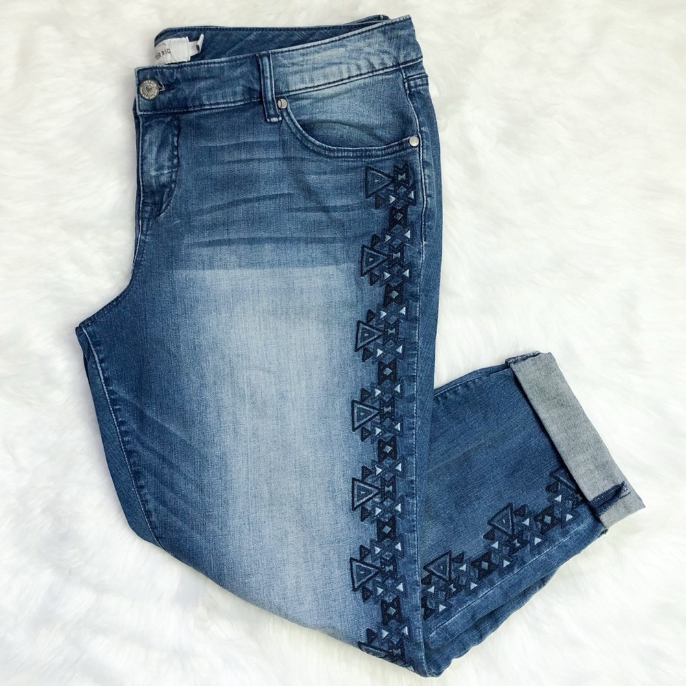 Torrid Embroidered Tribal Print Boyfriend Jeans